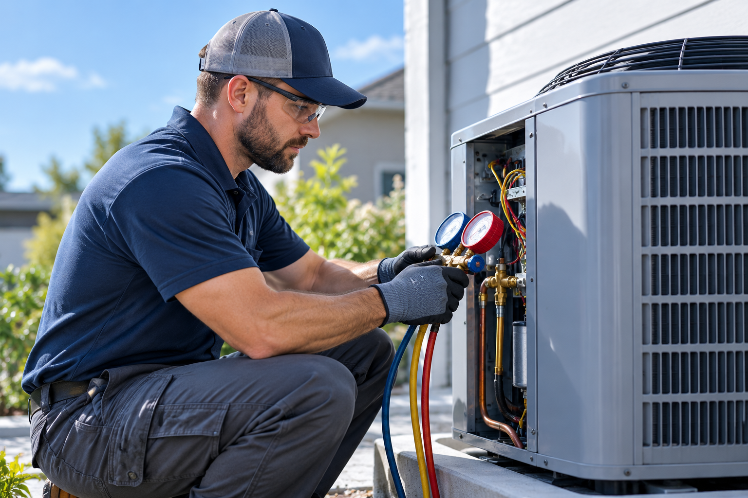 HVAC technician servicing an HVAC unit